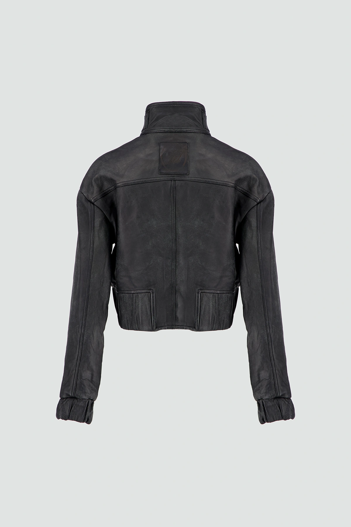 Biker High Collar Zip Leather Jacket