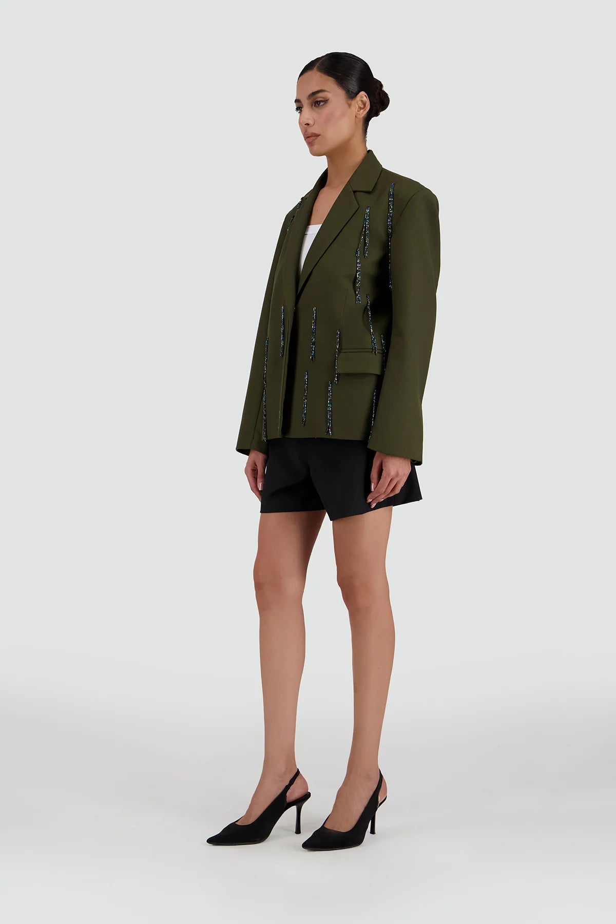 Embellished Blazer & Belted Shorts SET