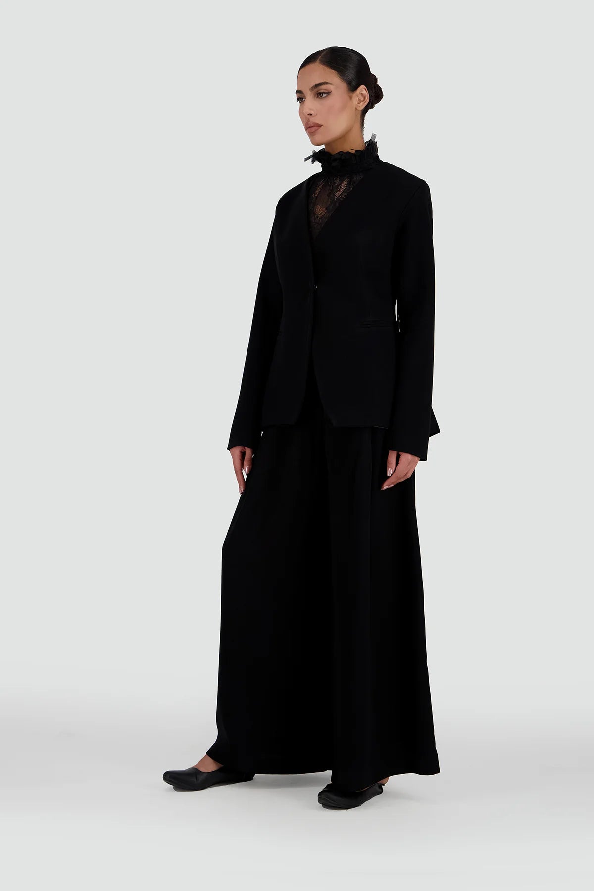 Fringed Open Back Blazer & Cord-Detail Tailored Trousers SET